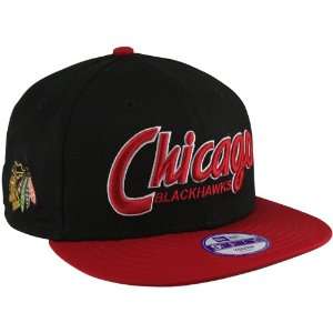   New Era Chicago Blackhawks Youth Snap It Back Snapback Hat   Black/Red