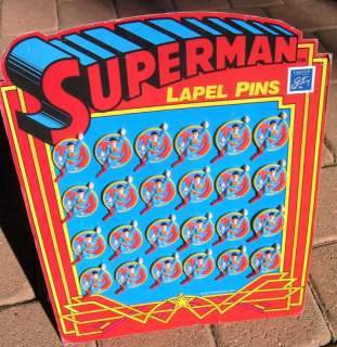 24 SUPERMAN PINBACK BUTTON STORE DISPLAY vintage LOT  