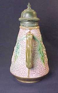 Antique Etruscan Pink Sunflower Majolica Syrup Pitcher  