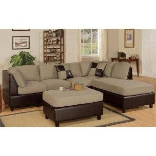  3pcs Sectional Sofa Set with Ottoman in Sage Finish