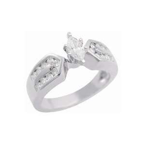  14K White Gold Diamond Marquise Engagement Ring 0.80 TCW Jewelry