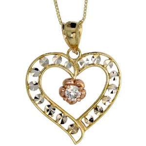   20mm) tall Heart Cut Out Pendant, w/ 18 in. Thin Box Chain Jewelry