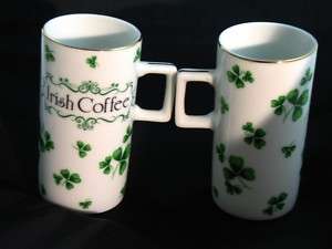 Irish Coffee Mug Lefton Handpainted Clover Porcelain 2  