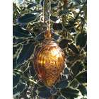 Sitara collections Gold Kugel Glass Christmas Ornament with Brass Trim 