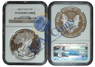 2000 P Proof $1 American Silver Eagle NGC PF69 PF 69 UC  