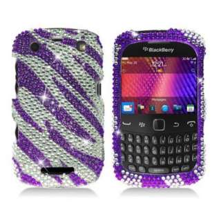 Purple ZEBRA Rhinestone DIAMOND Case for BlackBerry CURVE 9350 9360 