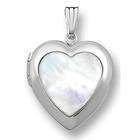 PicturesOnGold 14k White Gold Mother Of Pearl Heart Locket, Solid 