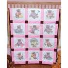 Fairway Stamped Baby Quilt Blocks 18X18 6/Pkg Girl Bears