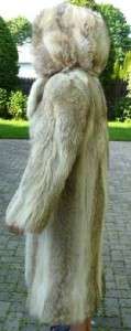 COYOTE FUR  FULL LENGTH COAT WITH HOOD  SIZE  M  PRE OWNED,AFTER 