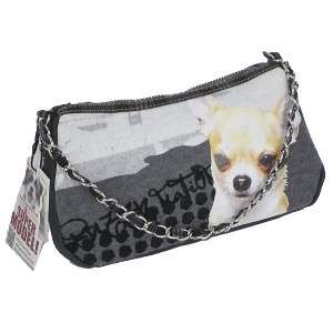 NEW Fuzzy Nation Demi Mini Purse Bag & Chihuahua Picture, Chain Link 