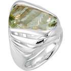 Zeghani Green Quartz Ring with Simulated Diamonds