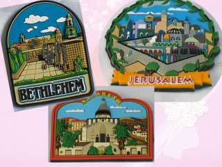 Set of 3 Holy Land Fridge Magnets in 3D Jerusalem and Churches