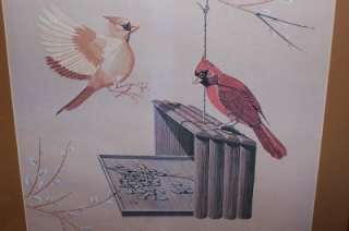 1980 Gene Gray Cardinal Birds Print In Frame SIGNED  