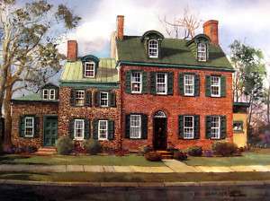 Colonial House J. KRASNANSKY PRINT ART SIGNED 8.5x11  