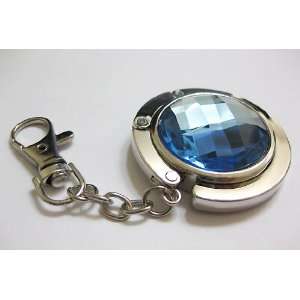  Light Blue Crystal with Keychain Foldup Purse Hook Handbag 