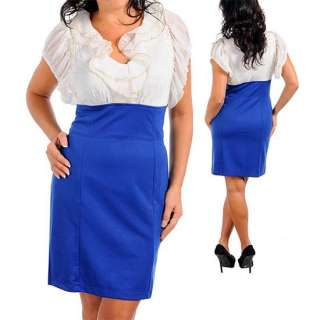 Plus Size 1XL 2XL 3XL Ruffle Short Sleeves Office Business Dress 