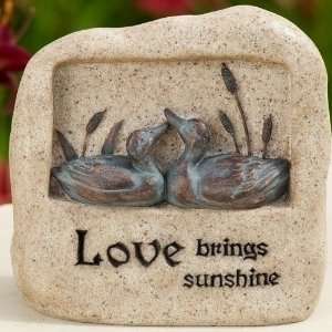   Love Brings Sunshine Ducks Garden Stone Figures 5.25