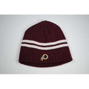 Washington Redskins Reebok Burgundy Two Strip Beanie Cap Winter Hat 