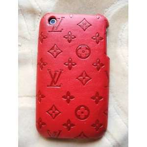  Leather Iphone 3g 3gs Hard Back Case Cover RED Designer 