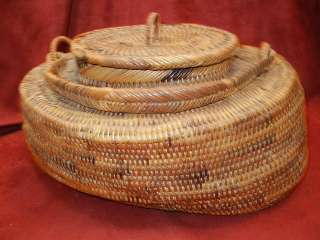 GREAT LARGE UNUSUAL WOVEN SEWING BASKET  