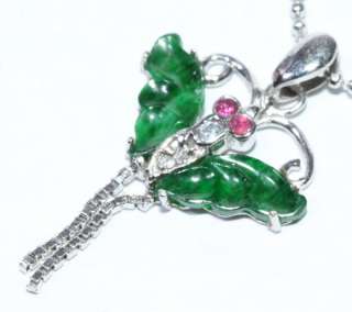butterfly 925 silver green pendant imperial jade  