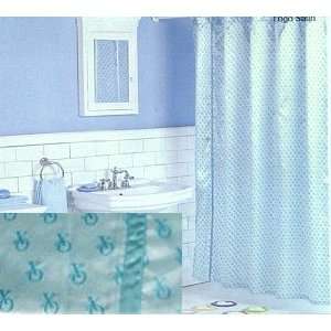  Home Fabric Shower Curtain Logo Satin Ocean Blue