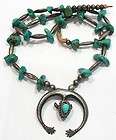   STERLING SILVER TURQUOISE SQUASH BLOSSOM SOUTHWEST NECKLACE 89 GRAMS