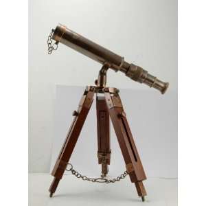  Antique maritime brass spyglass Telescope tripod stand 