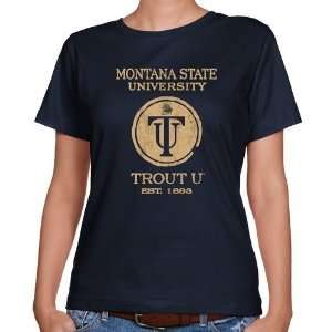 NCAA Montana State Bobcats Ladies Trout U Classic Fit T shirt   Navy 