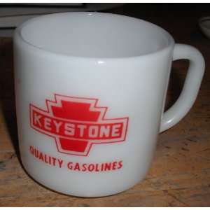 Vintage 1950s Keystone Quality Gasolines Milk Mug Oil  