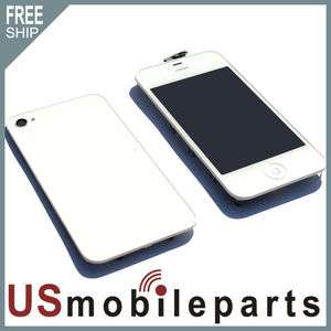 iphone 4 compatible front white lcd touch screen + back cover housing 