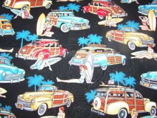 WOODY CARS GIRLS SURFBOARDS TROPICAL LINED VALANCE  