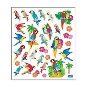  Tattoo King Multi Colored Stickers Parrots; 6 Items/Order 