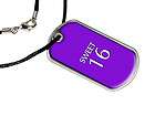 Sweet 16   Military Dog Tag Black Satin Cord Necklace