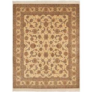   Hand Knotted Ivory Wool Area Rug, 5 Feet by 7 Feet