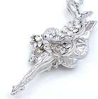 Tinkerbell Fairy Silver Tone Crystal Pendant Necklace  