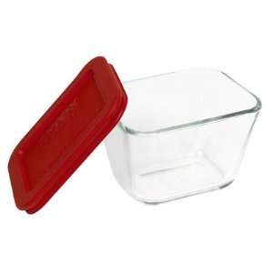   Cup Rectangular Storage Dish with Red Plastic Cover