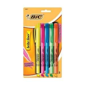 BIC Brite Liner Highlighters 5/Pkg Fluorescent Colors BLP51W; 3 Items 