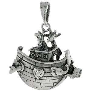  Sterling Silver Noahs Boat Pendant, 1 1/8 (28mm) tall 