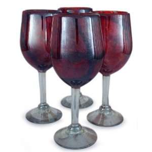  Blown glass wine goblets, Passion (set of 4) Kitchen 