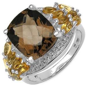  4.80 ct. t.w. Smoky Topaz and Citrine Ring in Sterling 
