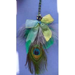  Christmas Tree Ornament   Teal Peacock Feather