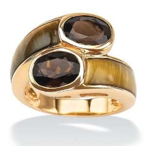  Gold Over Silver Tigers Eye Womens Ring Jewelry