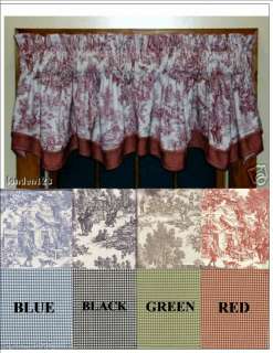 Layered Toile/Gingham Check Valances  Four Great Colors  