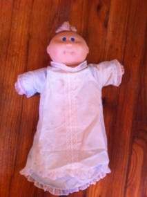 Cabbage Patch Baby Doll Blue Eyes Yellow Hair Tuft Head Stamped 1976 