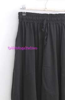 Japan Patchwork Slouch Bubble Skirt Pants Black  