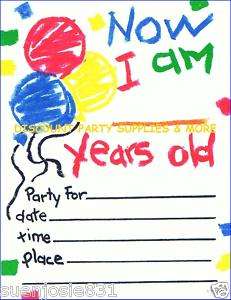 Crayons Balloons Birthday Party Invitations  