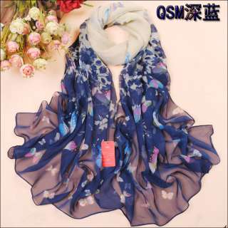   Fashion Georgette Long Soft Wrap Shawl Silk Chiffon Scarf QSM 5 style