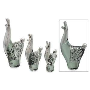    Glass and silver sculptures Llama Clan (set of 3)