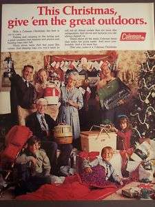 1971 Colman camping equipment for Christmas vintage holiday ad  